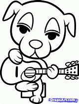 Pages Guitarra Villager Tocando Cachorro Coloriage Dibujosonline Horizons Animaux sketch template