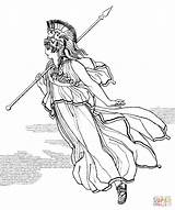 Athena Coloring Greek Spear Pages Goddess Printable Drawing God Hera Zeus Clipart Public Popular sketch template