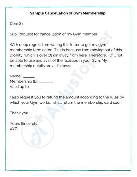 terminate gym membership letter format samples examples