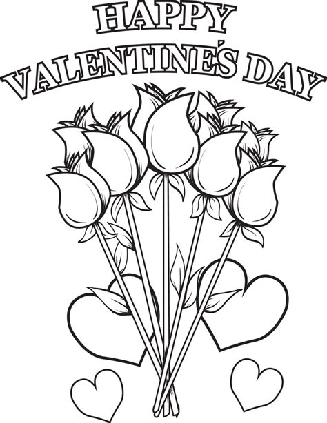 printable happy valentines day flowers coloring page  kids supplyme