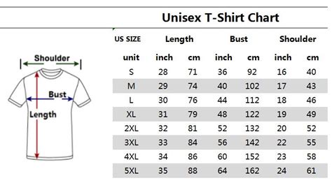 shirt size chart   chill