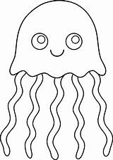 Jellyfish Clipart Clip Fish Outline Coloring Pages Cute Drawing Animals Cartoon Colorable Cliparts Printable Colouring Color Print Lineart Sea Ocean sketch template