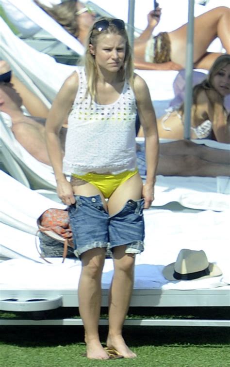 Kristen Bell Candids In Yellow Bikini At Miami Beach
