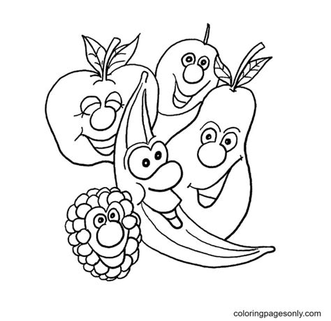 smiled fruits coloring page  printable coloring pages