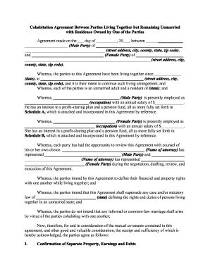 cohabitation agreement form fill   sign printable  template