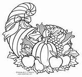 Coloring Cornucopia Pages Thanksgiving Printable Fall Print Turkey Template Fruit Drawing Adult Color Roberts Rhonda Activities Sheets Vegetables Getcolorings Printables sketch template