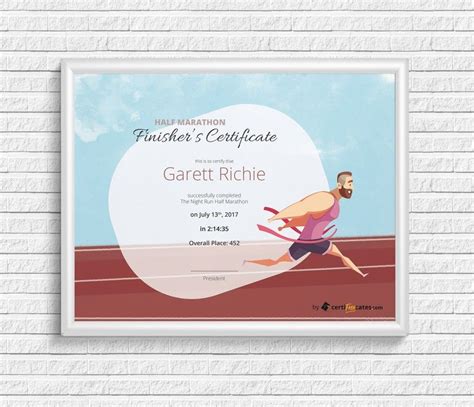finishers certificate award template certificate marathon running