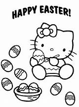 Coloring Kitty Easter Hello Eggs Lot Paint Netart sketch template