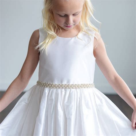 ivory silk or white satin flower girl dress by gilly gray