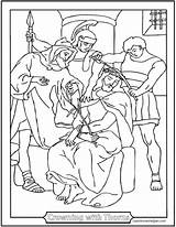 Thorns Rosary Mysteries Sorrowful Crowned Jesus Colouring Crowning Saintanneshelper Divyajanani sketch template