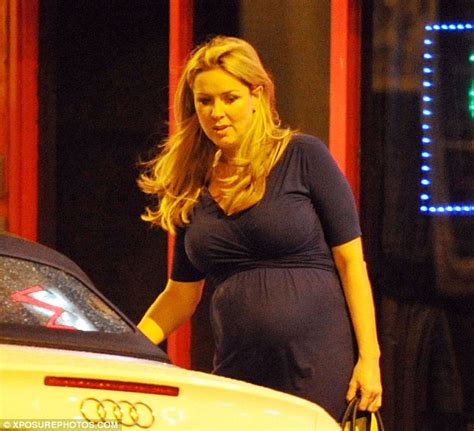 pregnant claire sweeney displays growing bump in two tone