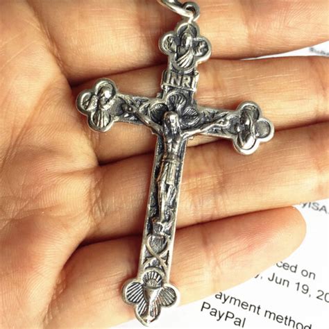 catholic 925 sterling silver trinity crucifix cross pendant men s women