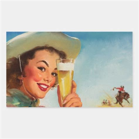 vintage gil elvgren beer western pin up girl stickers zazzle