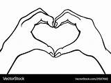 Hands Heart Making Two Sign Vector Romantic Silhouette sketch template