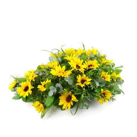 druppelvormig rouwstuk met zonnebloemen duoplant