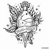 Harry Potter Tattoo Luck Good Drawings Line Potion Potions Drawing Draw Choose Board Hogwarts Vector Felicis Felix sketch template