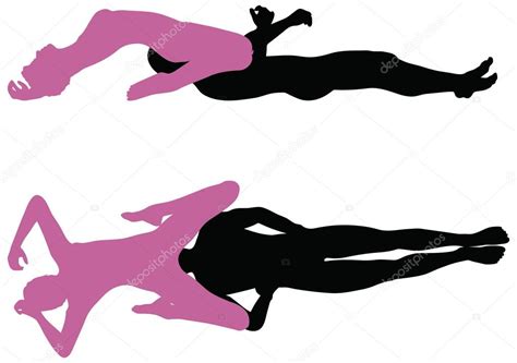 Silhouette With Kama Sutra Positions On White Background — Stock Vector
