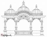 Temple Drawing Drawings Indian India Hindu Architecture Traditional Mandir Sketches Painting Designs Pencil Building Architectural Top Kids Border Portfolios Frame sketch template