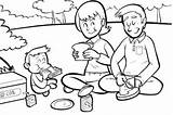Picnic Coloring Pages Great Outdoors Blanket Children Grandparents Clipart Kids Printable People Getdrawings Series Getcolorings sketch template