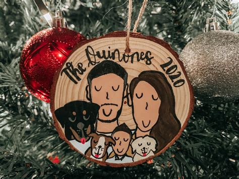 custom family portrait wood ornament family christmas ornament