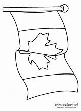 Flag Waving Canadian Coloring Print sketch template