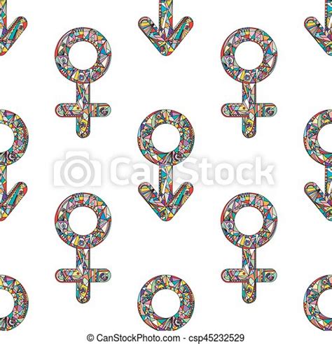 Vector Abstract Male And Female Gender Signs Pattern Hand Drawn Sexual