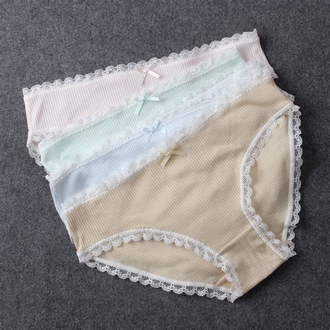 Summer 100 Cotton Panties Women Lace Trim Underwear Women Good