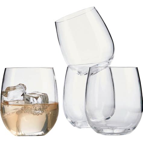martha stewart collection 4 pc clear acrylic stemless wine glass set