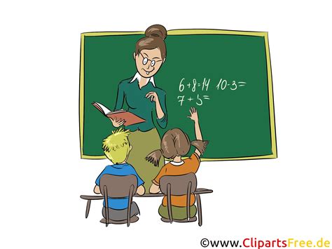 clipart schule lehrerin schueler schultafel gruen unterricht