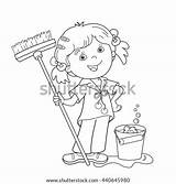 Mop Outline Washing Housework Floors Shutterstock sketch template