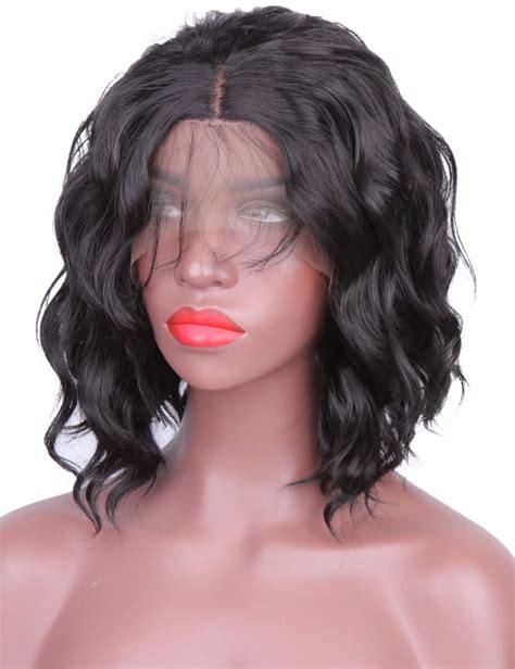 short natural wave hair cut synthetic lace front wig hairstyle bob