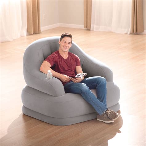 inflatable love seat sofa bed intex chair camping furniture portable lazy   ebay