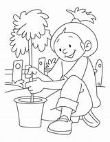Coloring Pages Tree Plant Arbor Planting Girl Sheet Print Printable Kids Plants sketch template