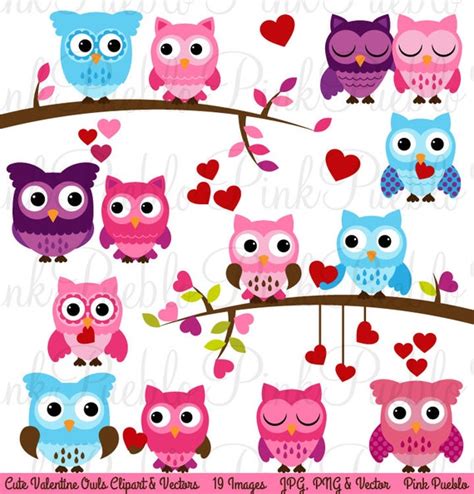 valentine owl clipart clip art valentines day owls etsy uk
