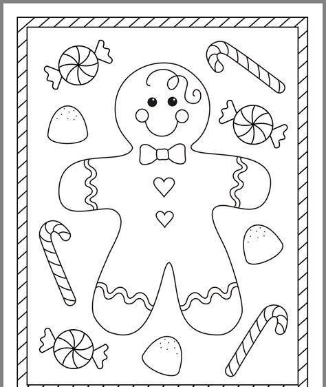 christmas coloring page   image   gingerbread man  candy