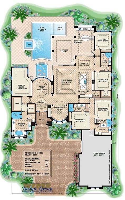 mediterranean house plan luxury  story home floor plan  pool mediterranean style house