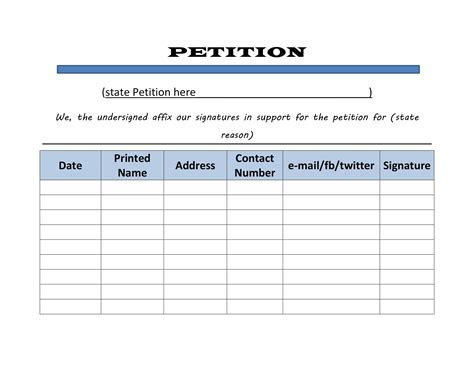 printable petition templates word  google docs forms