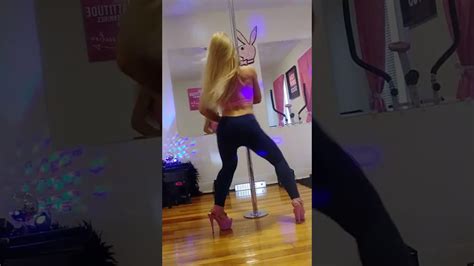 Blonde From Europe Grinding The Stripper Pole In Pink High Heels