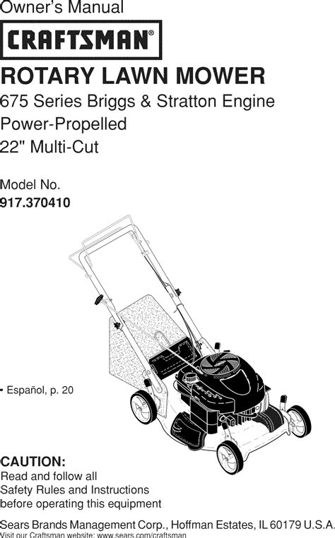 Craftsman 917370410 1112255l User Manual Mower Manuals And Guides