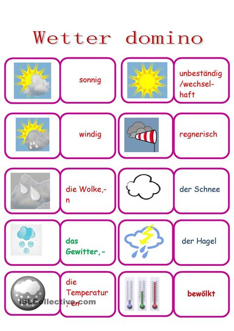wetterwoerterdomino wetter und klima lernen und deutsch
