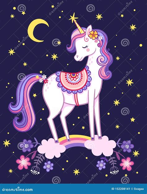 unicorn  standing   rainbow   background   night sky