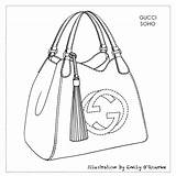 Bag Sketch Drawing Purse Handbags Gucci Sketches Bags Handbag Illustration Fashion Purses Designer Cad Borsa Una Draw Illustrations Soho Shoes sketch template