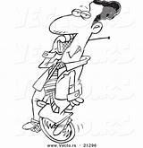 Unicycle Outlined Businessman Toonaday sketch template