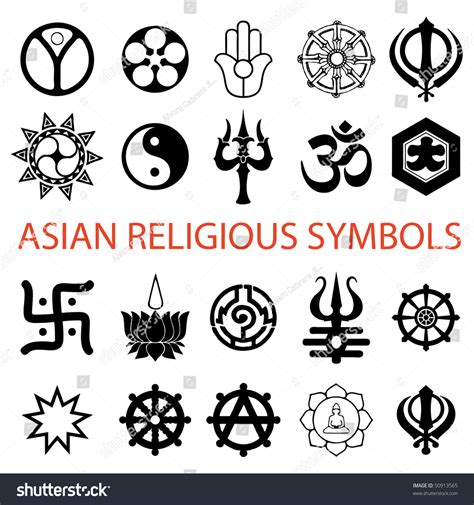 vector various religious symbols asian 50913565 shutterstock
