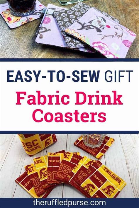 sew fabric drink coasters  ruffled purse