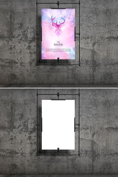 concrete wall hanging poster psd mockup   designhooks