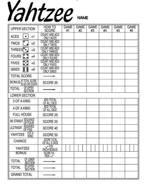 printable  printable yahtzee score sheets   page printable templates