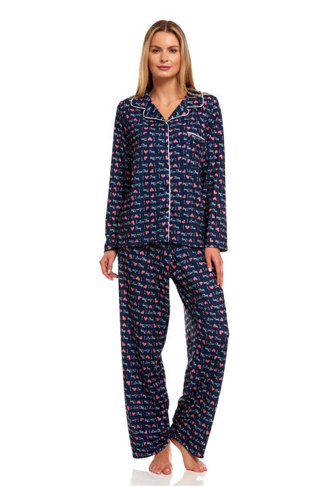 womens sleepwear pajamas woman long sleeve button  set navy xl walmartcom