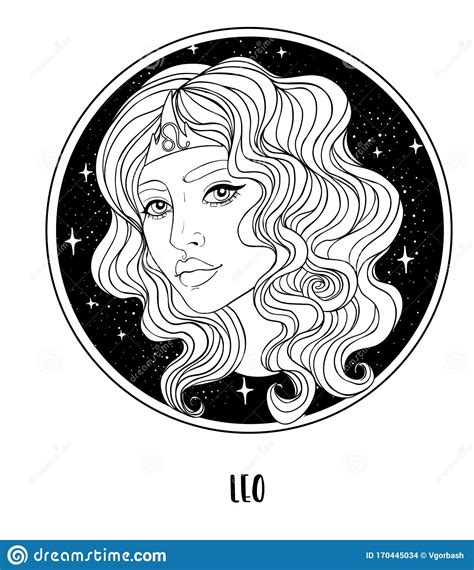 Illustration Of Leo Astrological Sign As A Beautiful Girl