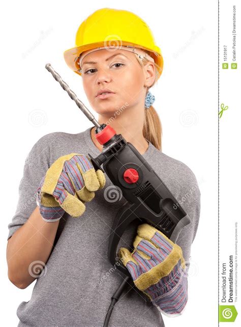 lady construction worker stock image image  engineering